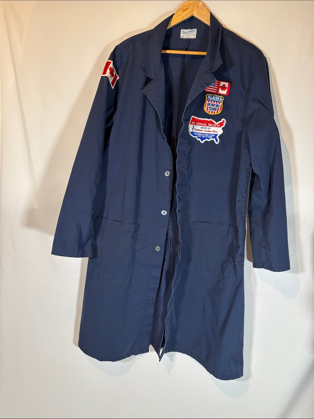 Vintage workwear Navy Patch-Accent jacket
